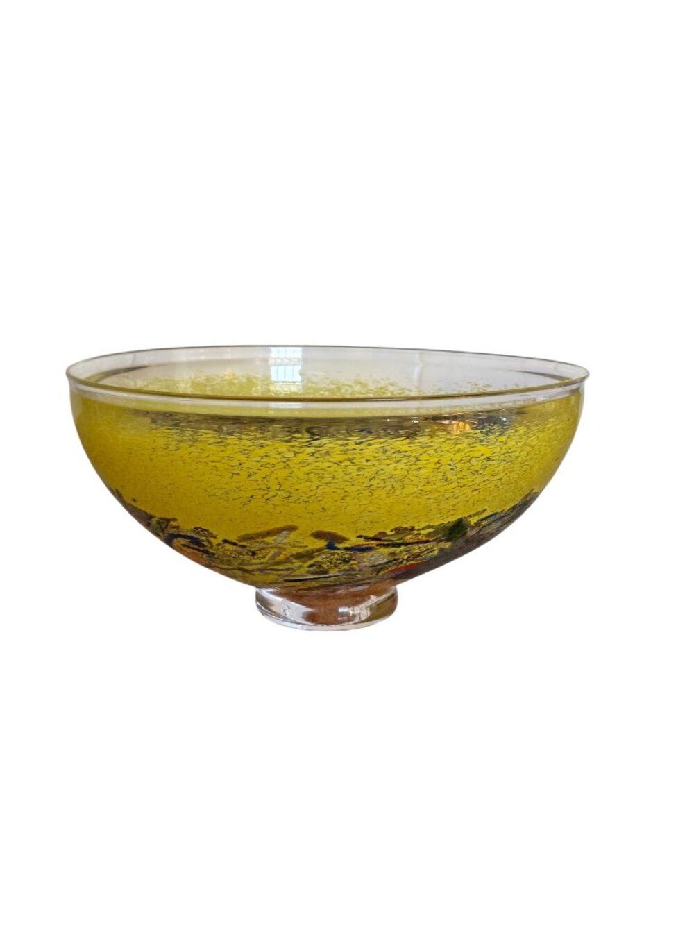 Vtg Kosta Boda Bertil Vallien by Satellite Yellow Art Glass Bowl 59372